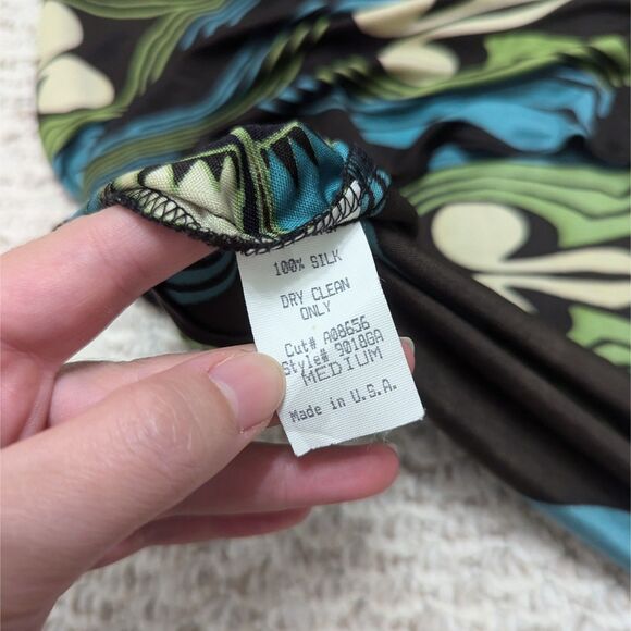 Sky Women's Sz M 100% Silk Halter Top Y2K Retro Boho Club - Picture 4 of 4